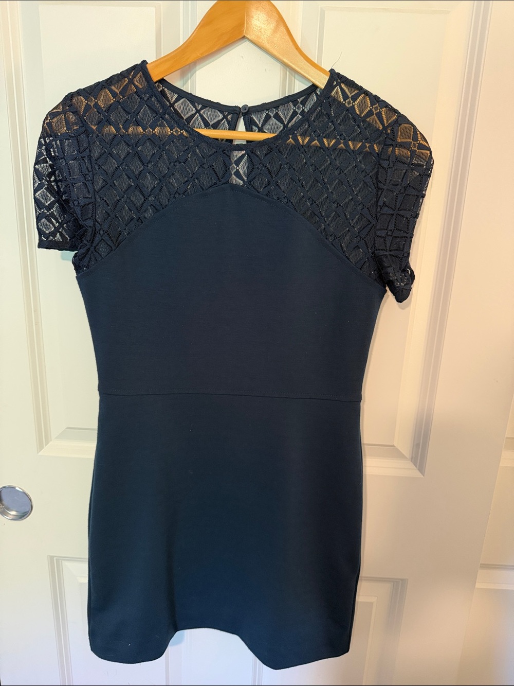 Banana Republic Women's Navy Lace Yoke Sheath Dress